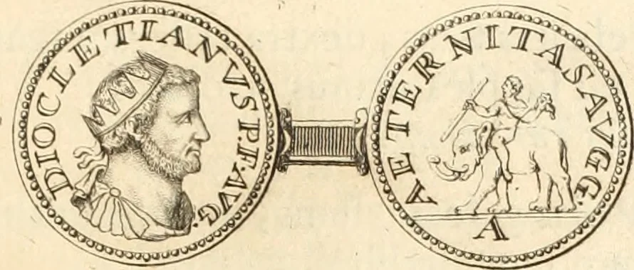 An illustration from Numismata imperatorum romanorum praestantiora a Julio Caesare ad Postumum usque per Joannem Vaillant, 1743, leaf 296