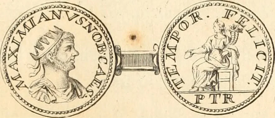 An illustration from Numismata imperatorum romanorum praestantiora a Julio Caesare ad Postumum usque per Joannem Vaillant, 1743, leaf 300