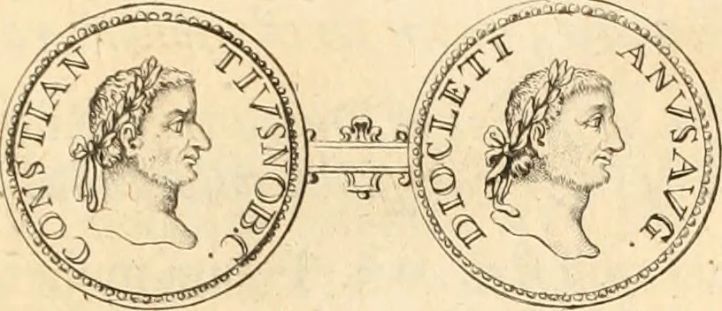 An illustration from Numismata imperatorum romanorum praestantiora a Julio Caesare ad Postumum usque per Joannem Vaillant, 1743, leaf 308