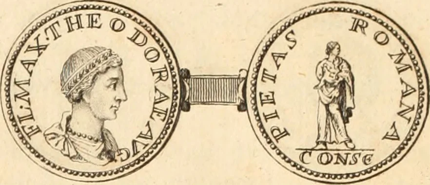 An illustration from Numismata imperatorum romanorum praestantiora a Julio Caesare ad Postumum usque per Joannem Vaillant, 1743, leaf 313