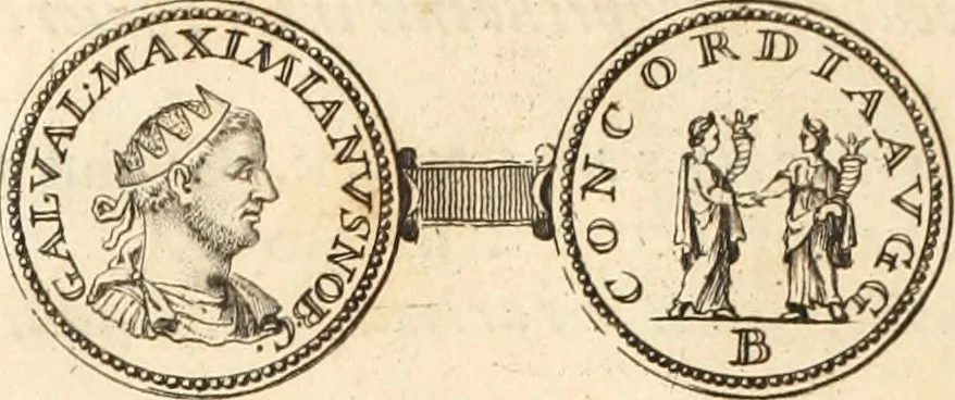 An illustration from Numismata imperatorum romanorum praestantiora a Julio Caesare ad Postumum usque per Joannem Vaillant, 1743, leaf 319