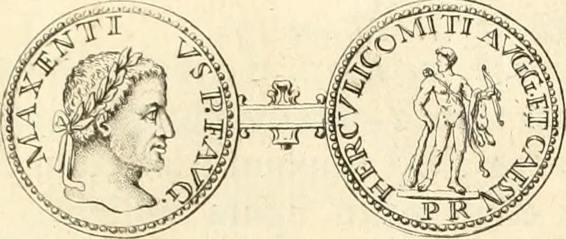 An illustration from Numismata imperatorum romanorum praestantiora a Julio Caesare ad Postumum usque per Joannem Vaillant, 1743, leaf 324