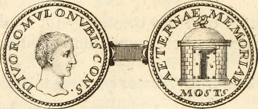 An illustration from Numismata imperatorum romanorum praestantiora a Julio Caesare ad Postumum usque per Joannem Vaillant, 1743, leaf 327