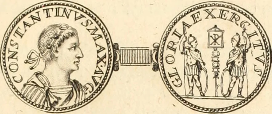 An illustration from Numismata imperatorum romanorum praestantiora a Julio Caesare ad Postumum usque per Joannem Vaillant, 1743, leaf 338