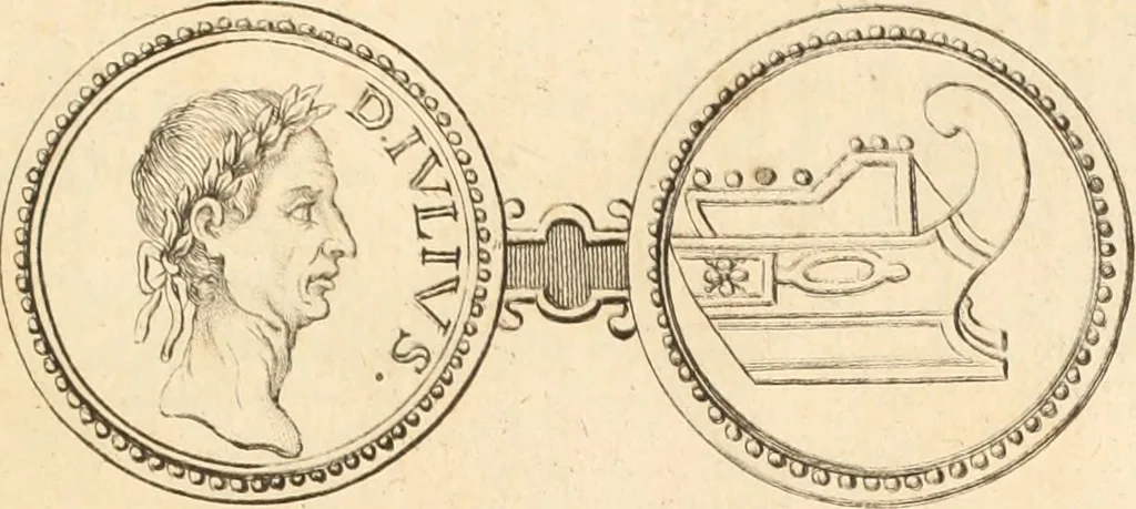 An illustration from Numismata imperatorum romanorum praestantiora a Julio Caesare ad Postumum usque per Joannem Vaillant, 1743, leaf 46