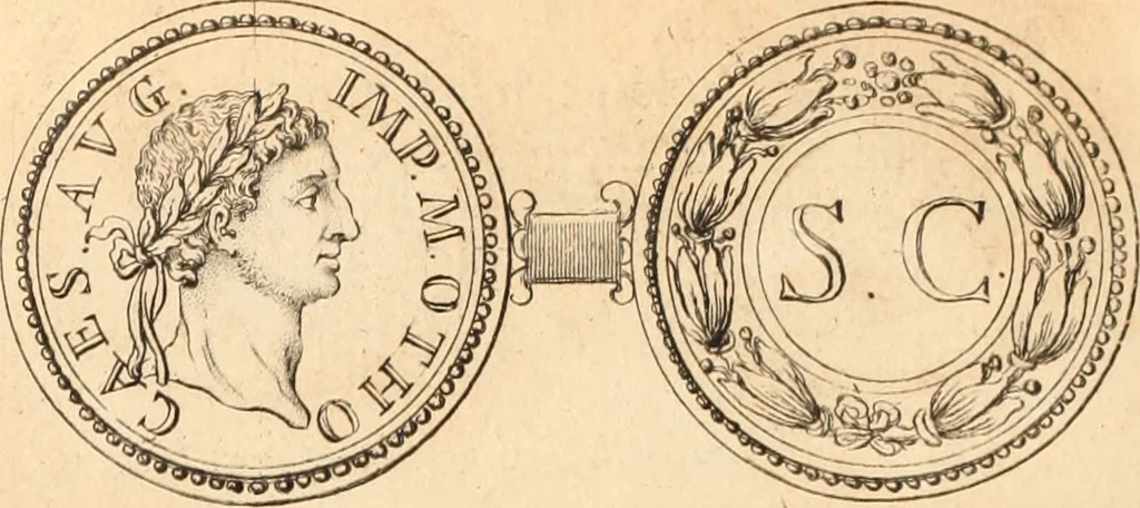 An illustration from Numismata imperatorum romanorum praestantiora a Julio Caesare ad Postumum usque per Joannem Vaillant, 1743, leaf 71