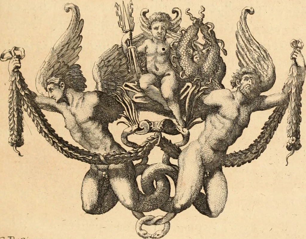 An illustration from Numismata imperatorum romanorum praestantiora a Julio Caesare ad Postumum usque per Joannem Vaillant, 1743, leaf 74