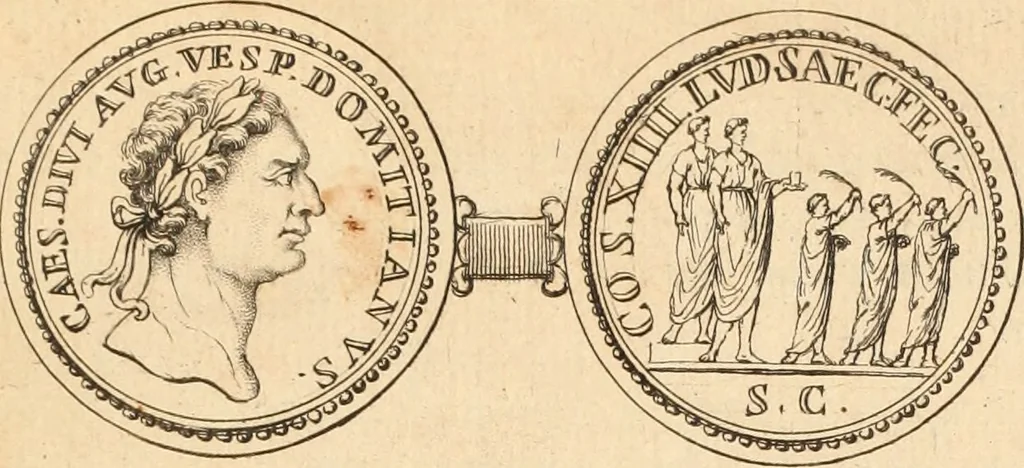 An illustration from Numismata imperatorum romanorum praestantiora a Julio Caesare ad Postumum usque per Joannem Vaillant, 1743, leaf 84