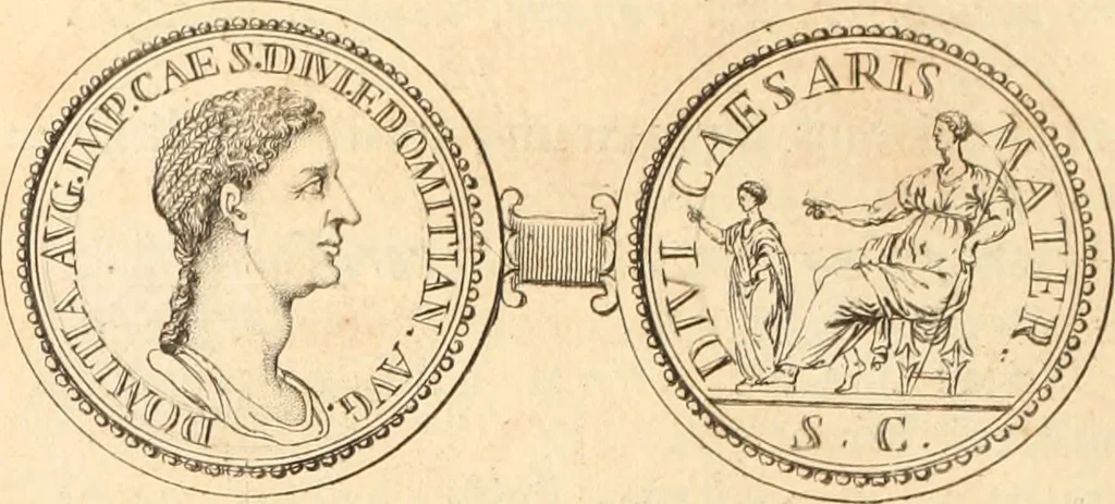 An illustration from Numismata imperatorum romanorum praestantiora a Julio Caesare ad Postumum usque per Joannem Vaillant, 1743, leaf 89