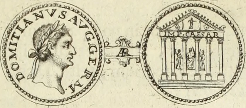 An illustration from Numismata imperatorum romanorum praestantiora a Julio Caesare ad Postumum usque per Joannem Vaillant, 1743, leaf 114