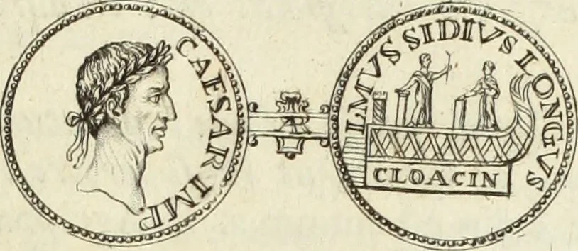 An illustration from Numismata imperatorum romanorum praestantiora a Julio Caesare ad Postumum usque per Joannem Vaillant, 1743, leaf 12