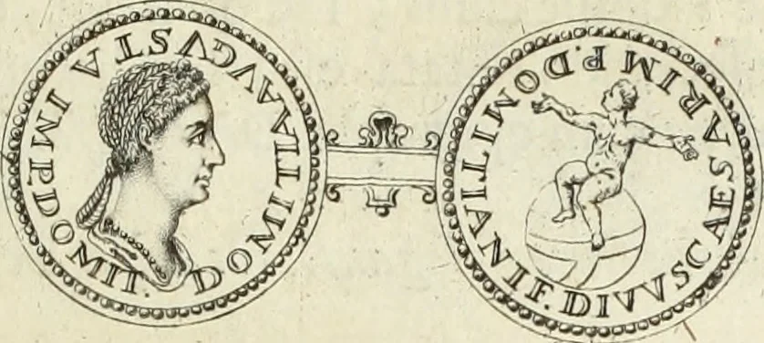 An illustration from Numismata imperatorum romanorum praestantiora a Julio Caesare ad Postumum usque per Joannem Vaillant, 1743, leaf 122