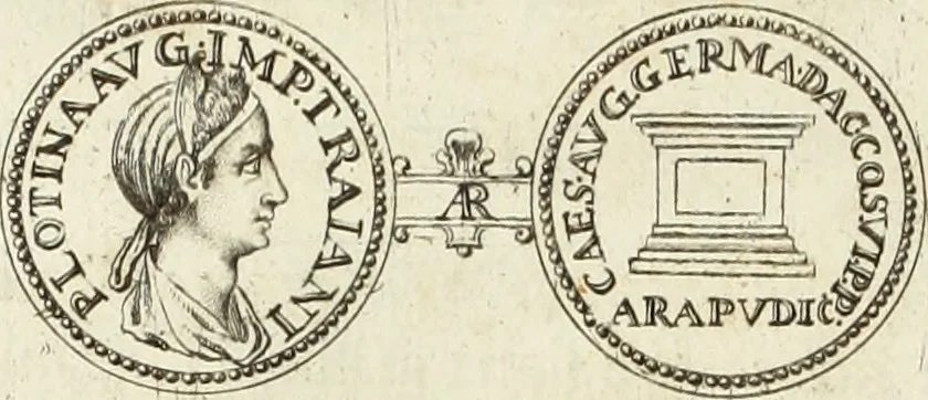 An illustration from Numismata imperatorum romanorum praestantiora a Julio Caesare ad Postumum usque per Joannem Vaillant, 1743, leaf 141