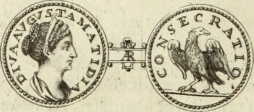 An illustration from Numismata imperatorum romanorum praestantiora a Julio Caesare ad Postumum usque per Joannem Vaillant, 1743, leaf 145