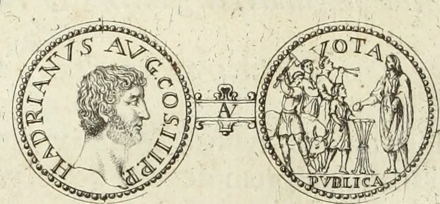 An illustration from Numismata imperatorum romanorum praestantiora a Julio Caesare ad Postumum usque per Joannem Vaillant, 1743, leaf 147