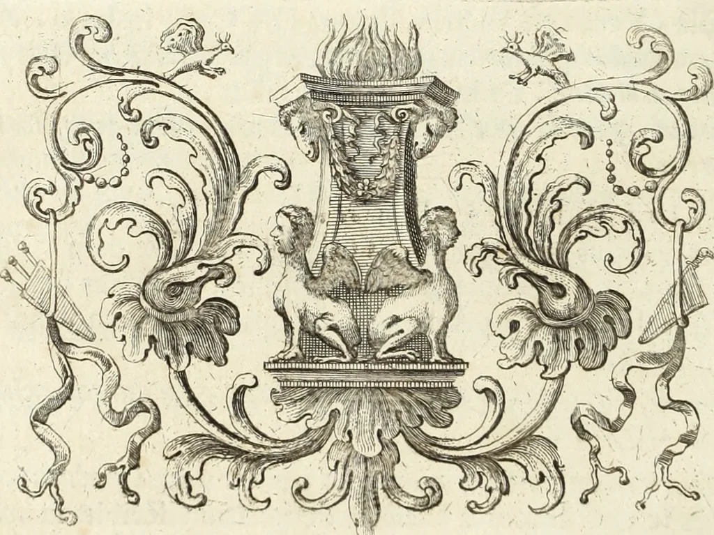 An illustration from Numismata imperatorum romanorum praestantiora a Julio Caesare ad Postumum usque per Joannem Vaillant, 1743, leaf 17
