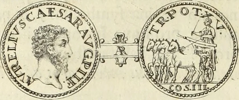 An illustration from Numismata imperatorum romanorum praestantiora a Julio Caesare ad Postumum usque per Joannem Vaillant, 1743, leaf 181