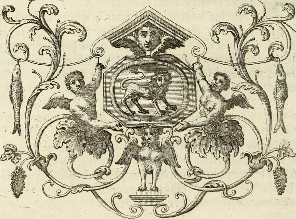 An illustration from Numismata imperatorum romanorum praestantiora a Julio Caesare ad Postumum usque per Joannem Vaillant, 1743, leaf 187