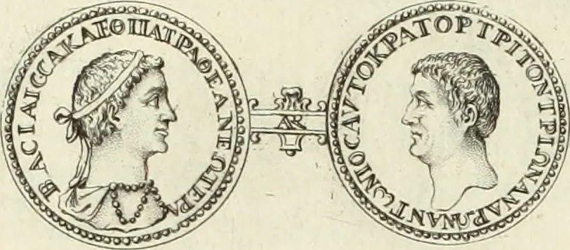 An illustration from Numismata imperatorum romanorum praestantiora a Julio Caesare ad Postumum usque per Joannem Vaillant, 1743, leaf 19