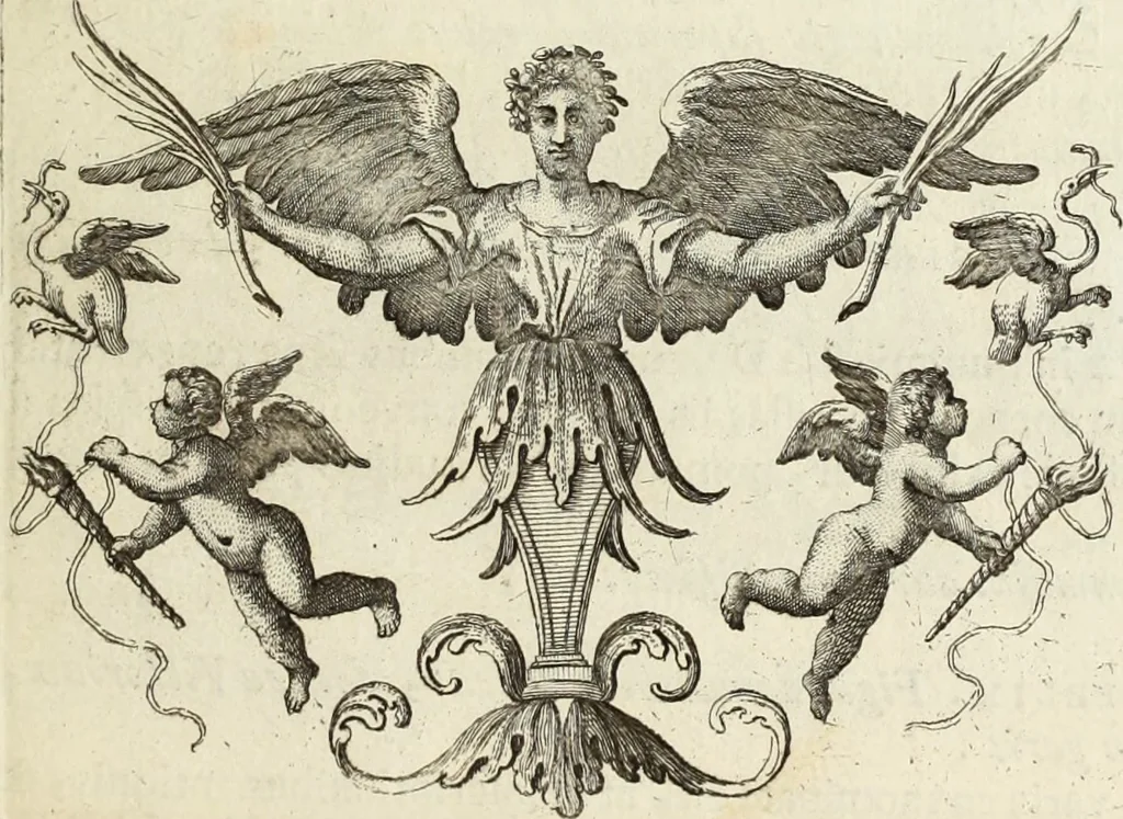 An illustration from Numismata imperatorum romanorum praestantiora a Julio Caesare ad Postumum usque per Joannem Vaillant, 1743, leaf 202
