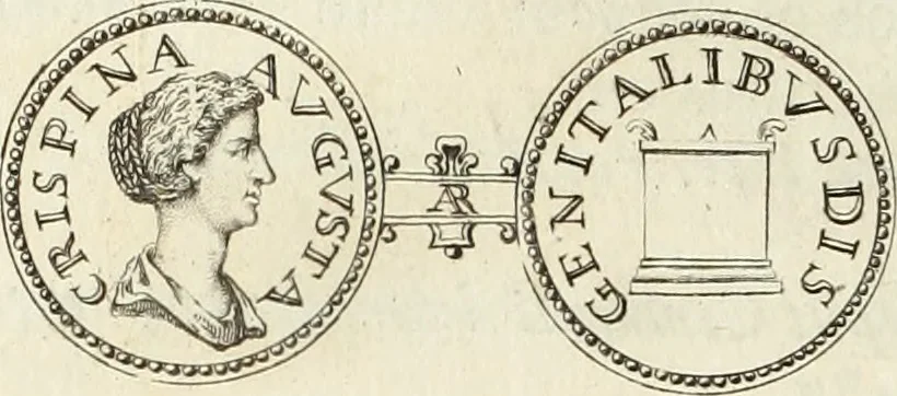 An illustration from Numismata imperatorum romanorum praestantiora a Julio Caesare ad Postumum usque per Joannem Vaillant, 1743, leaf 203