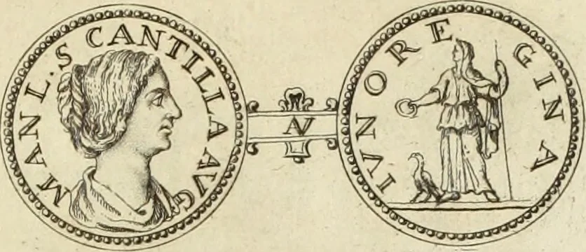 An illustration from Numismata imperatorum romanorum praestantiora a Julio Caesare ad Postumum usque per Joannem Vaillant, 1743, leaf 210