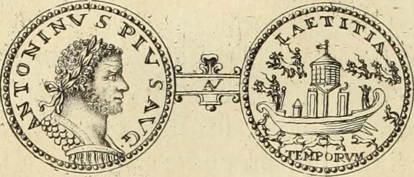 An illustration from Numismata imperatorum romanorum praestantiora a Julio Caesare ad Postumum usque per Joannem Vaillant, 1743, leaf 251