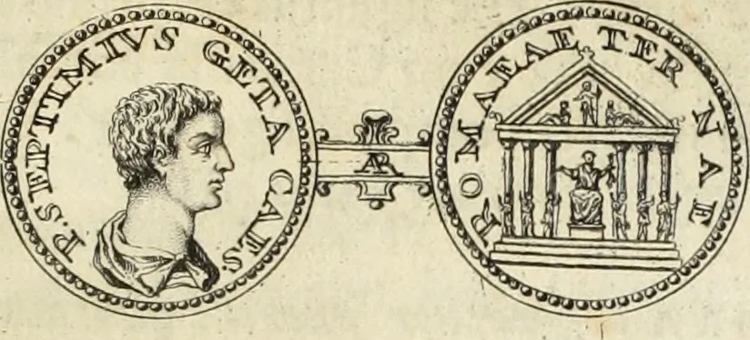 An illustration from Numismata imperatorum romanorum praestantiora a Julio Caesare ad Postumum usque per Joannem Vaillant, 1743, leaf 268