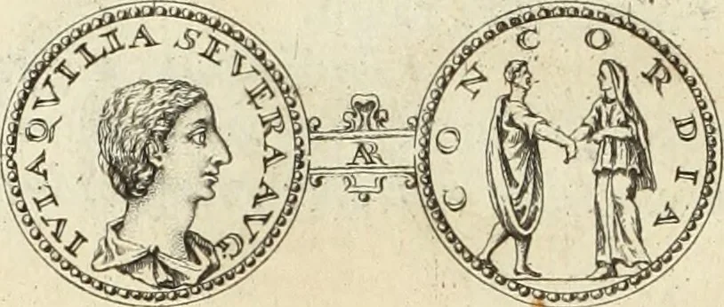 An illustration from Numismata imperatorum romanorum praestantiora a Julio Caesare ad Postumum usque per Joannem Vaillant, 1743, leaf 287