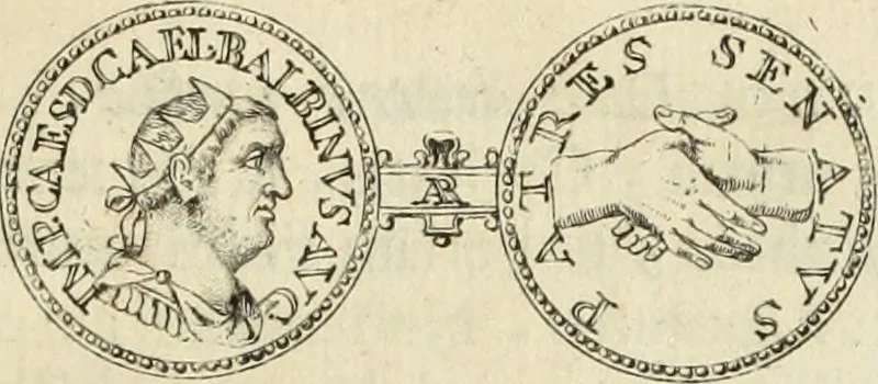 An illustration from Numismata imperatorum romanorum praestantiora a Julio Caesare ad Postumum usque per Joannem Vaillant, 1743, leaf 310