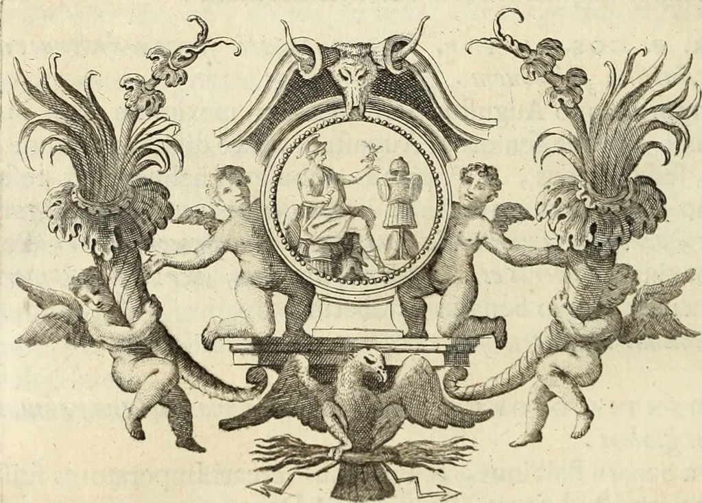 An illustration from Numismata imperatorum romanorum praestantiora a Julio Caesare ad Postumum usque per Joannem Vaillant, 1743, leaf 313