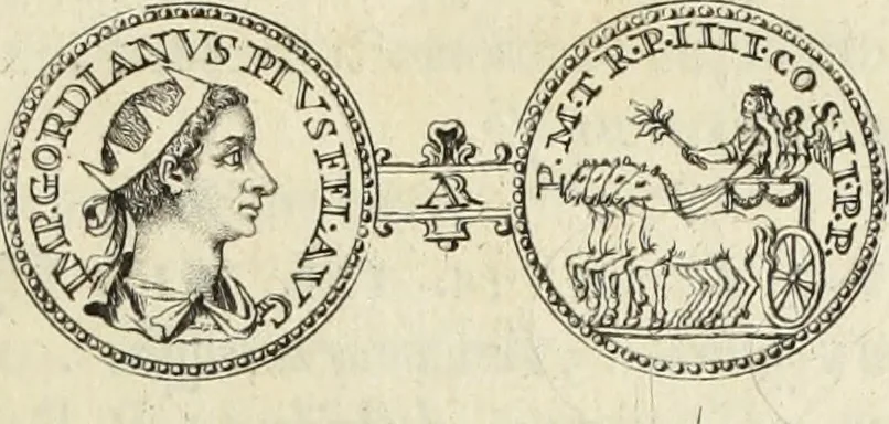 An illustration from Numismata imperatorum romanorum praestantiora a Julio Caesare ad Postumum usque per Joannem Vaillant, 1743, leaf 318