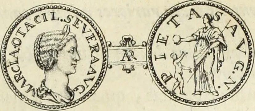 An illustration from Numismata imperatorum romanorum praestantiora a Julio Caesare ad Postumum usque per Joannem Vaillant, 1743, leaf 328