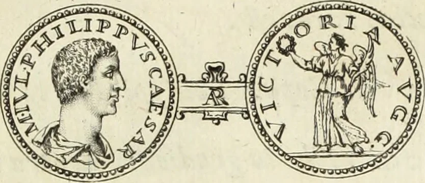 An illustration from Numismata imperatorum romanorum praestantiora a Julio Caesare ad Postumum usque per Joannem Vaillant, 1743, leaf 330