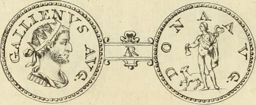 An illustration from Numismata imperatorum romanorum praestantiora a Julio Caesare ad Postumum usque per Joannem Vaillant, 1743, leaf 361