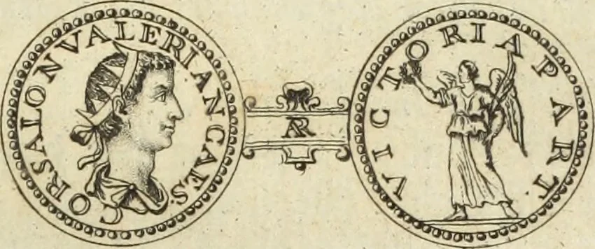 An illustration from Numismata imperatorum romanorum praestantiora a Julio Caesare ad Postumum usque per Joannem Vaillant, 1743, leaf 390