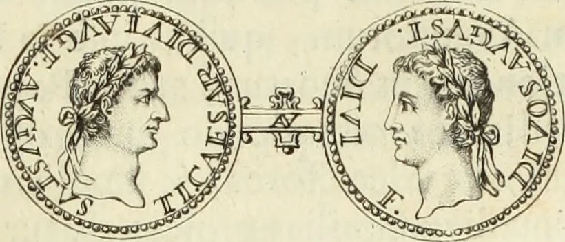 An illustration from Numismata imperatorum romanorum praestantiora a Julio Caesare ad Postumum usque per Joannem Vaillant, 1743, leaf 50