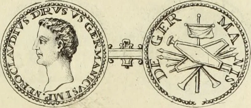 An illustration from Numismata imperatorum romanorum praestantiora a Julio Caesare ad Postumum usque per Joannem Vaillant, 1743, leaf 56