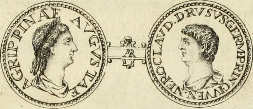 An illustration from Numismata imperatorum romanorum praestantiora a Julio Caesare ad Postumum usque per Joannem Vaillant, 1743, leaf 70