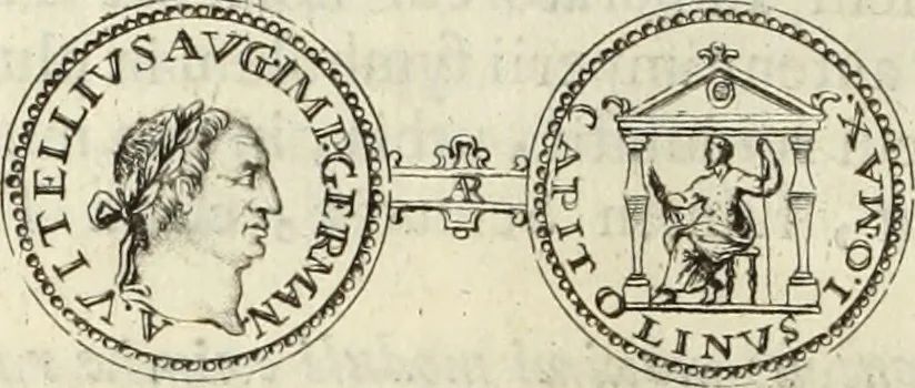 An illustration from Numismata imperatorum romanorum praestantiora a Julio Caesare ad Postumum usque per Joannem Vaillant, 1743, leaf 91