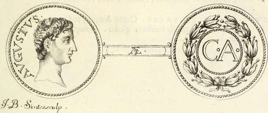 An illustration from Numismata imperatorum romanorum praestantiora a Julio Caesare ad Postumum usque per Joannem Vaillant, 1743, leaf 112