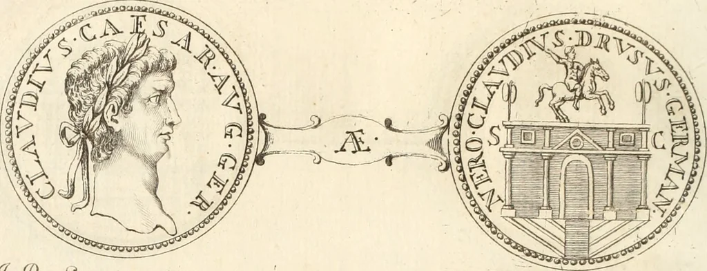 An illustration from Numismata imperatorum romanorum praestantiora a Julio Caesare ad Postumum usque per Joannem Vaillant, 1743, leaf 117