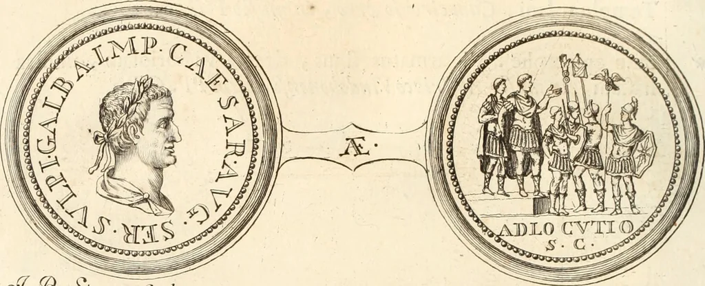 An illustration from Numismata imperatorum romanorum praestantiora a Julio Caesare ad Postumum usque per Joannem Vaillant, 1743, leaf 121