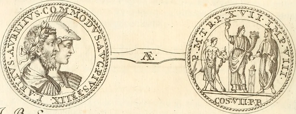 An illustration from Numismata imperatorum romanorum praestantiora a Julio Caesare ad Postumum usque per Joannem Vaillant, 1743, leaf 157