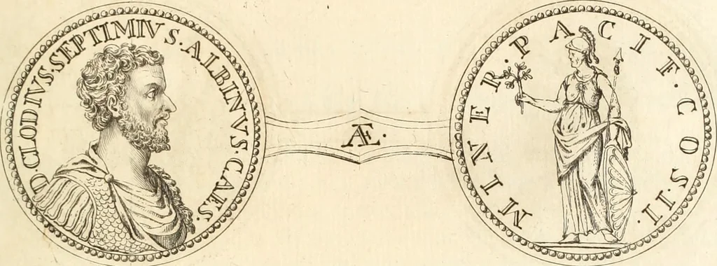 An illustration from Numismata imperatorum romanorum praestantiora a Julio Caesare ad Postumum usque per Joannem Vaillant, 1743, leaf 172