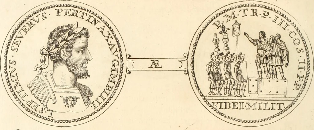 An illustration from Numismata imperatorum romanorum praestantiora a Julio Caesare ad Postumum usque per Joannem Vaillant, 1743, leaf 173