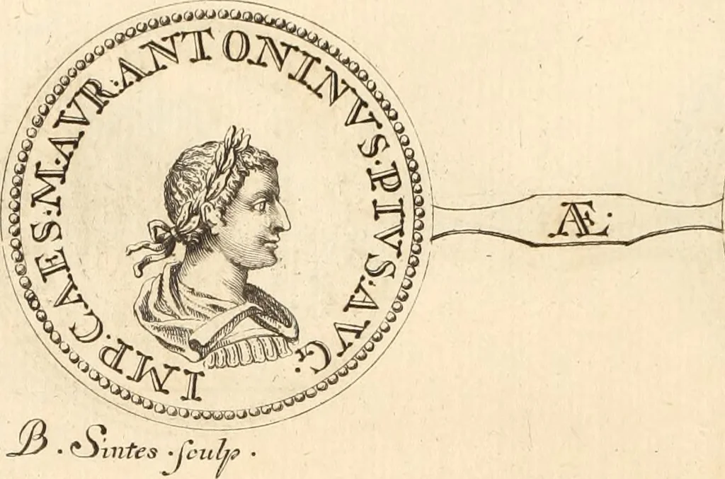 An illustration from Numismata imperatorum romanorum praestantiora a Julio Caesare ad Postumum usque per Joannem Vaillant, 1743, leaf 181