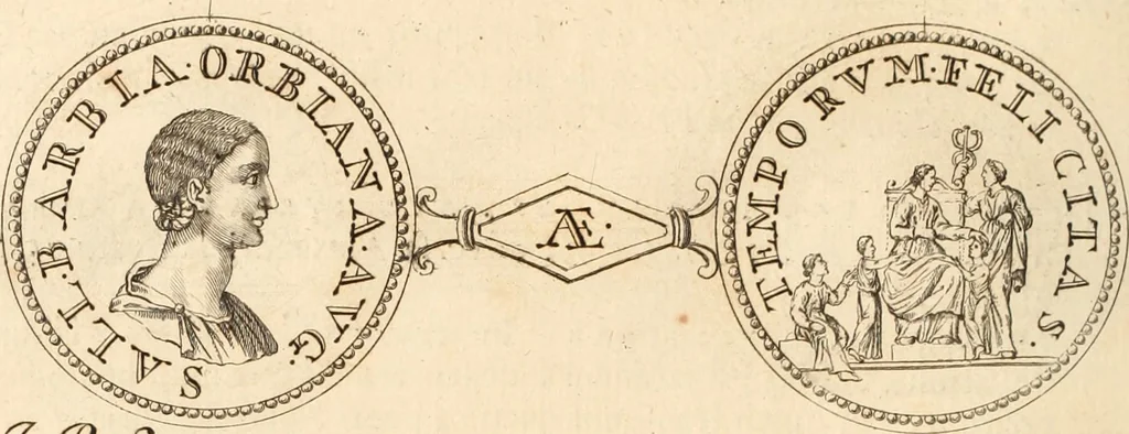 An illustration from Numismata imperatorum romanorum praestantiora a Julio Caesare ad Postumum usque per Joannem Vaillant, 1743, leaf 189