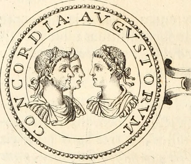 An illustration from Numismata imperatorum romanorum praestantiora a Julio Caesare ad Postumum usque per Joannem Vaillant, 1743, leaf 197