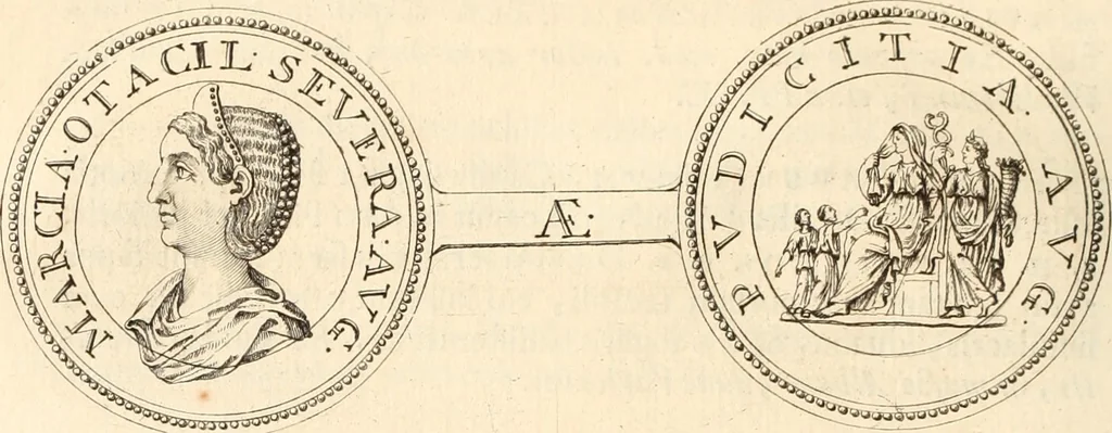 An illustration from Numismata imperatorum romanorum praestantiora a Julio Caesare ad Postumum usque per Joannem Vaillant, 1743, leaf 201